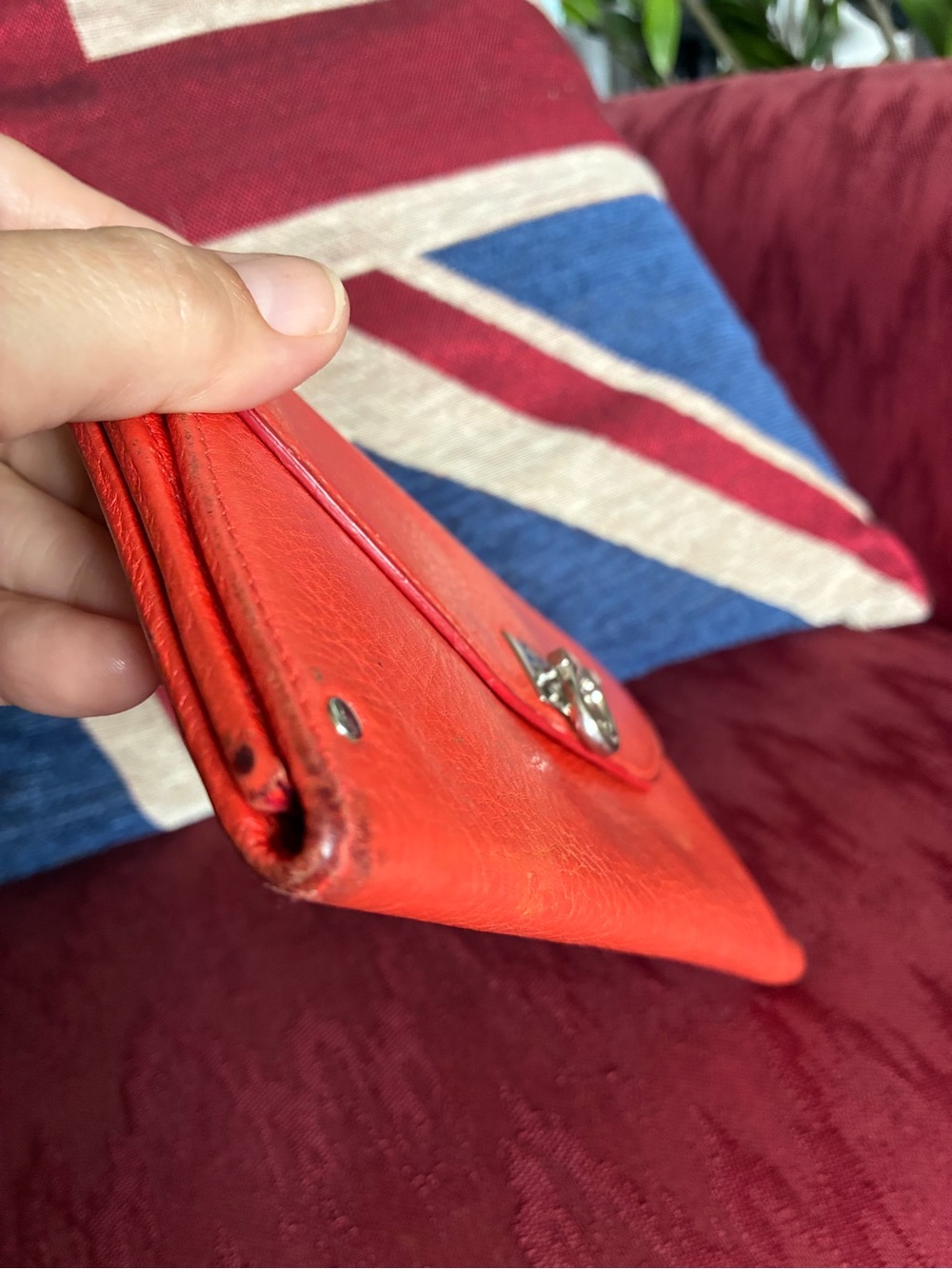 Salvatore Ferragamo Orange Pebbled Leather Clutch Purse with Original Papers - Picture 11 of 13